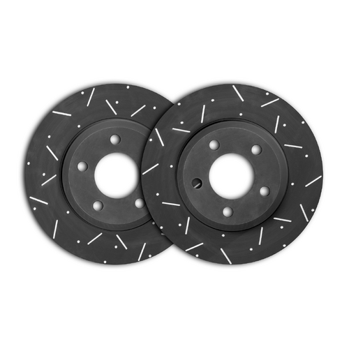 DIMPLED & SLOTTED FRONT Disc Brake Rotors PAIR fits SUZUKI Hatch SS80V 1981-1985